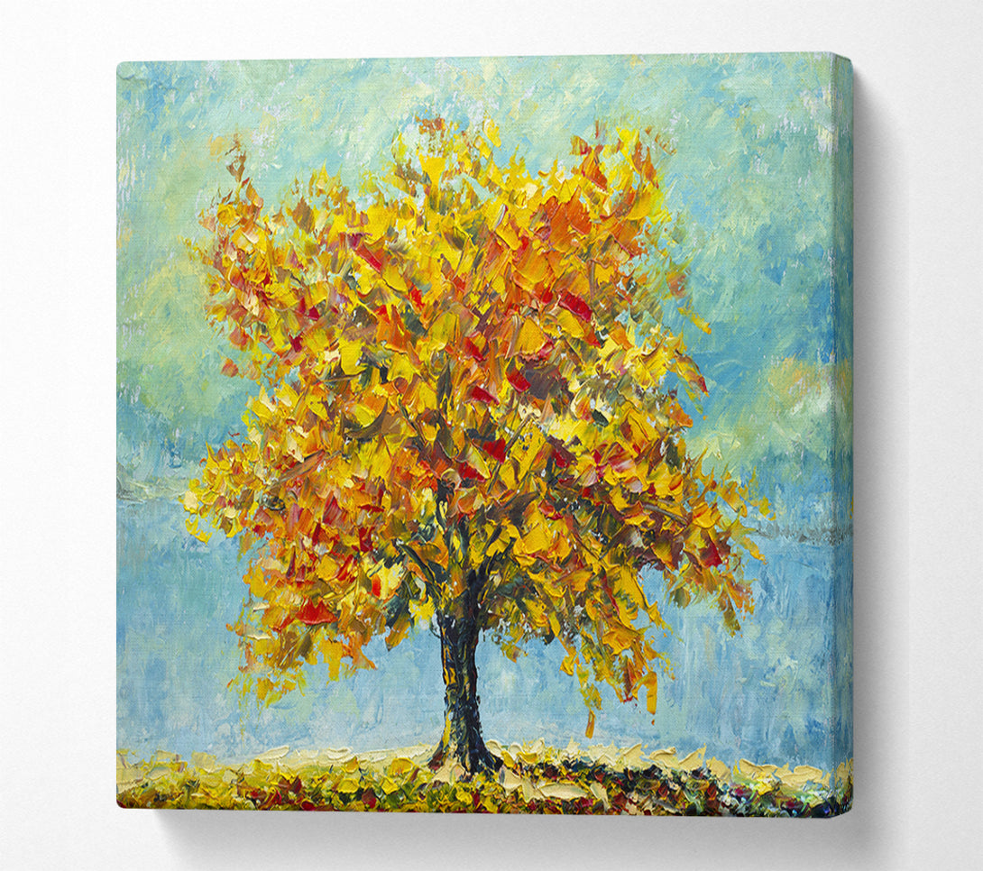  A Canvas Print of Tree Burns Orange Canvas Wall Art