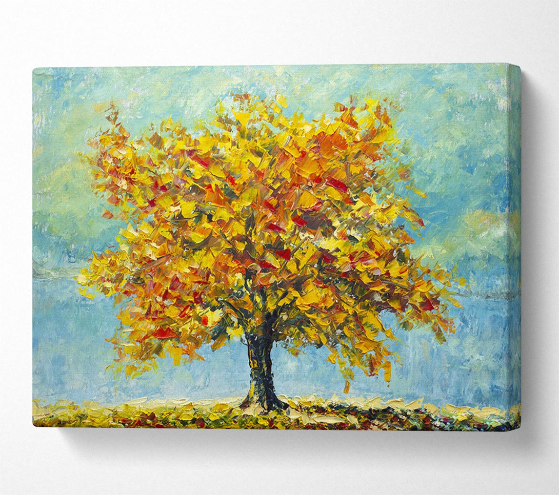  A Canvas Print of Tree Burns Orange Canvas Wall Art