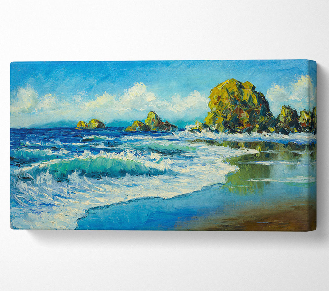  A Canvas Print of Ocean Spreading On The Sand Canvas Print