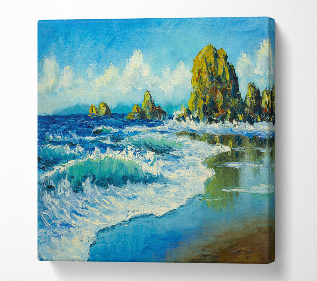  A Canvas Print of Ocean Spreading On The Sand Canvas Print