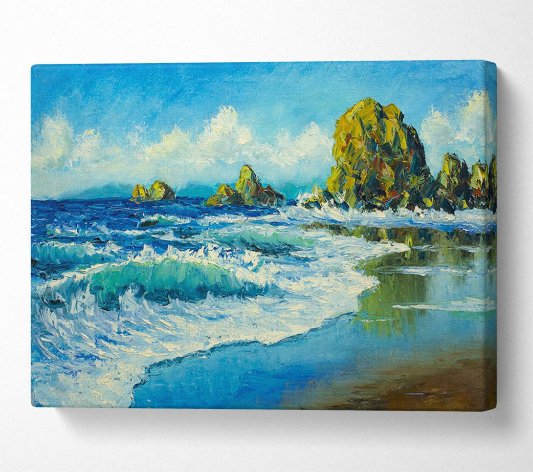  A Canvas Print of Ocean Spreading On The Sand Canvas Print