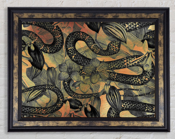 The Snakes And Flowers Framed Print