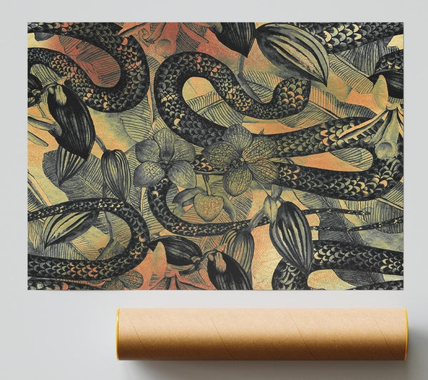 The Snakes And Flowers Print
