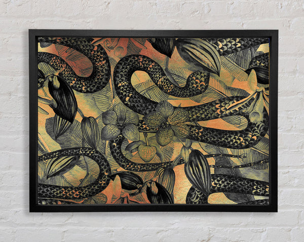The Snakes And Flowers Framed Print