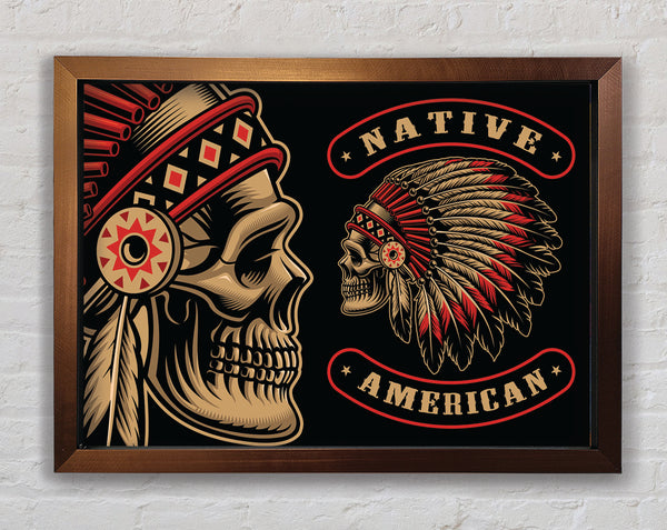 Indian Head Skull Native American Framed Print