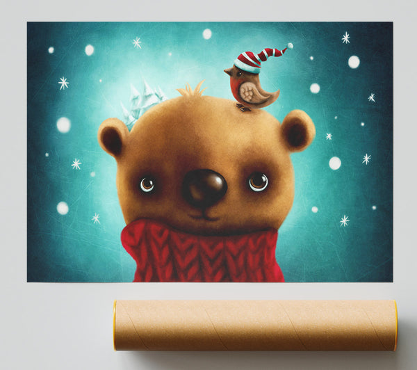 Little Bear And Robin Giclee Print