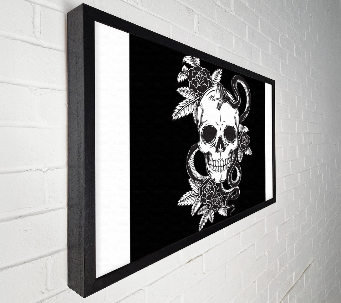  A Canvas Print of Skull Snake And Flowers Canvas Print