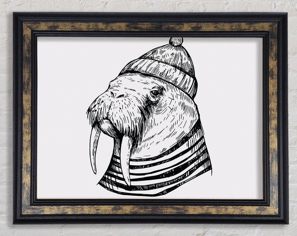 Hipster Walrus Framed Print
