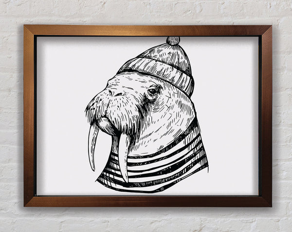 Hipster Walrus Framed Print
