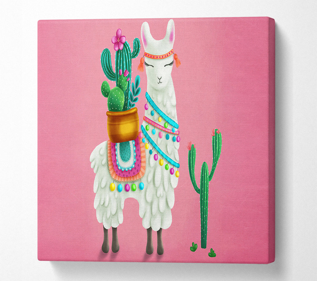  A Canvas Print of Llama Carrying Cactus Canvas Art