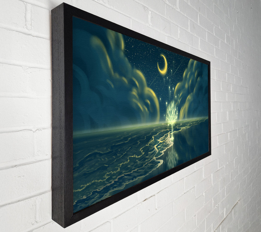  A Canvas Print of The Crescent Moon Waterline Canvas Art