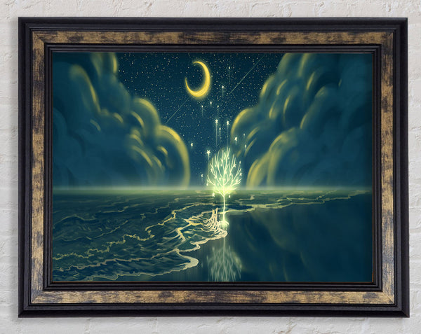 The Crescent Moon Waterline Framed Print