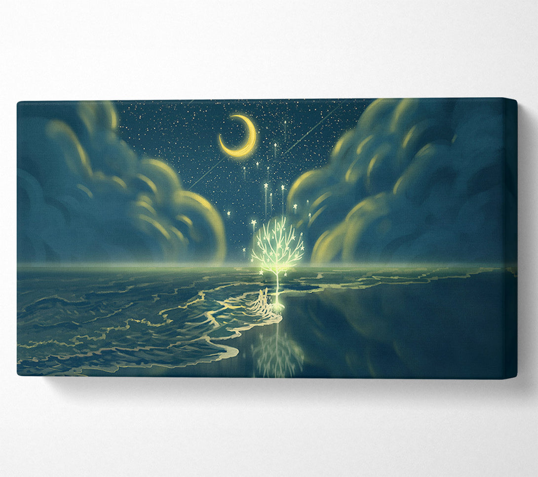  A Canvas Print of The Crescent Moon Waterline Canvas Art