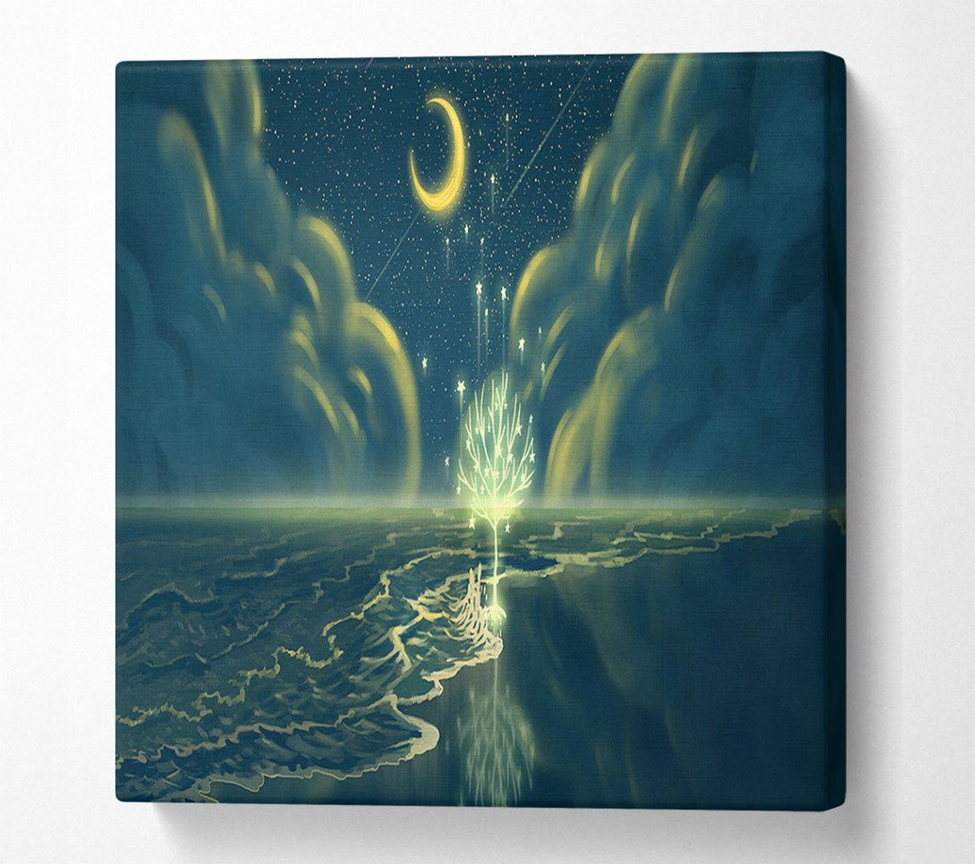  A Canvas Print of The Crescent Moon Waterline Canvas Art