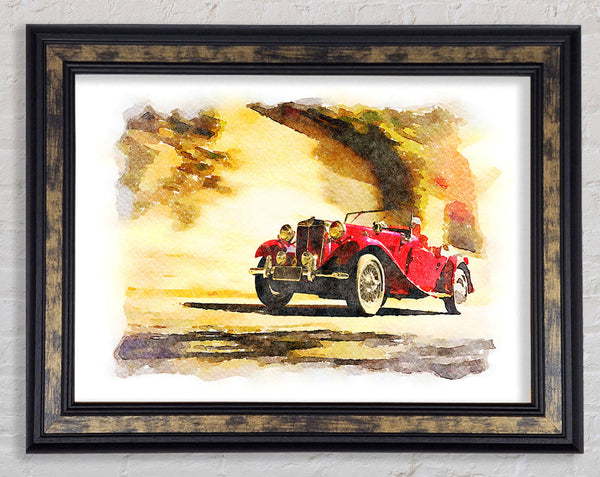 Vintage Car On The Beach Framed Print