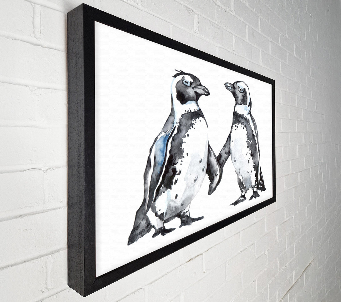  A Canvas Print of Two Penguins Shaking Canvas Print