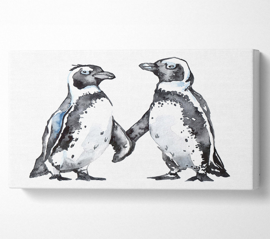 A Canvas Print of Two Penguins Shaking Canvas Print