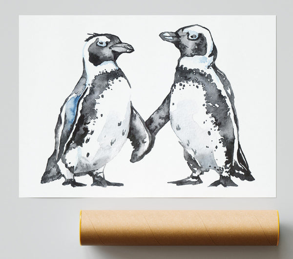 Two Penguins Shaking Print