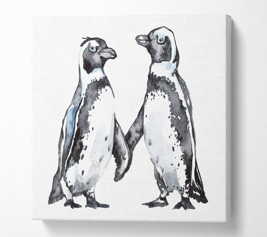  A Canvas Print of Two Penguins Shaking Canvas Print