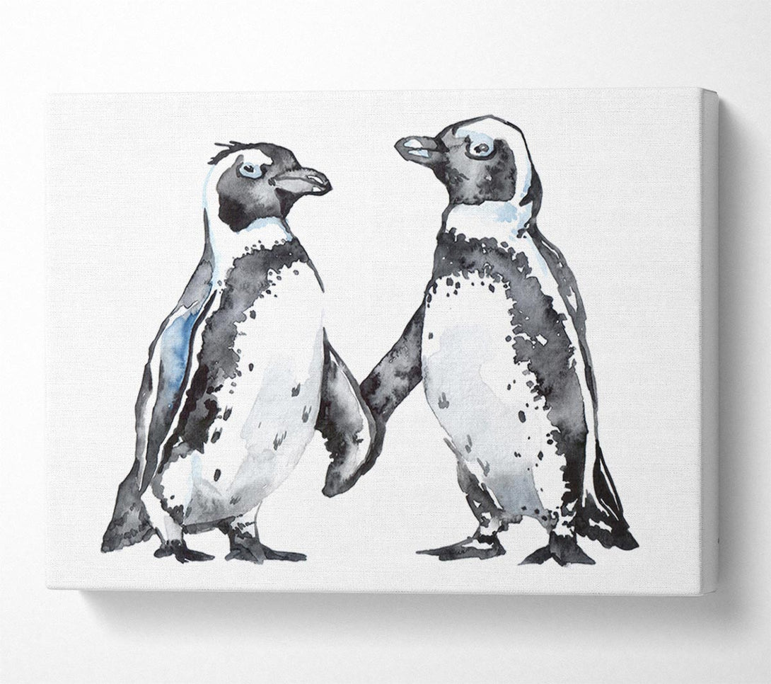  A Canvas Print of Two Penguins Shaking Canvas Print