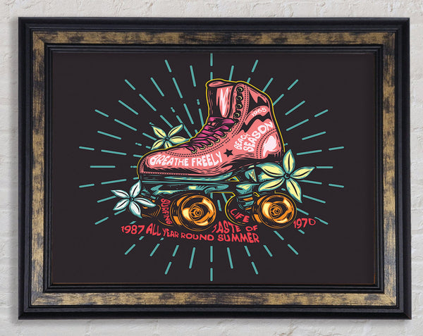 Skating Retro Style Framed Print