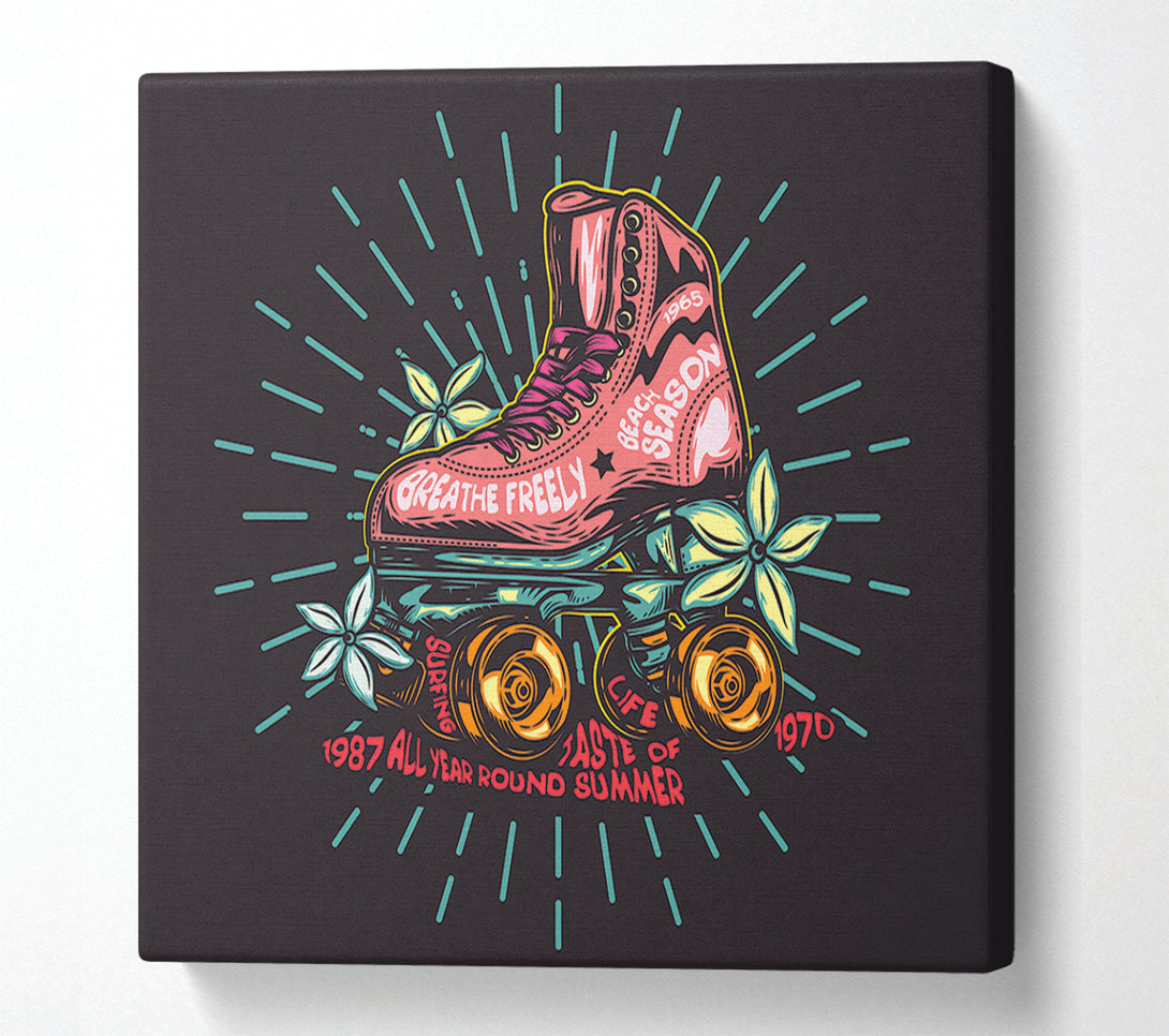  A Canvas Print of Skating Retro Style Canvas Print