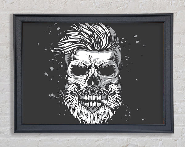 Cigar Smoking Skull Framed Print