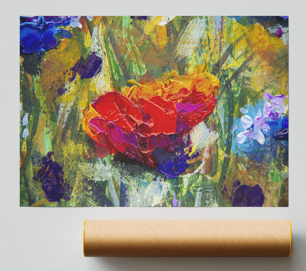 Red Flower Abstract Paints Print