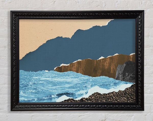 Cut Out Mountain Ocean Framed Print