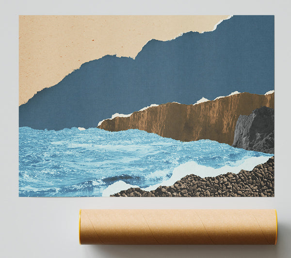 Cut Out Mountain Ocean Print