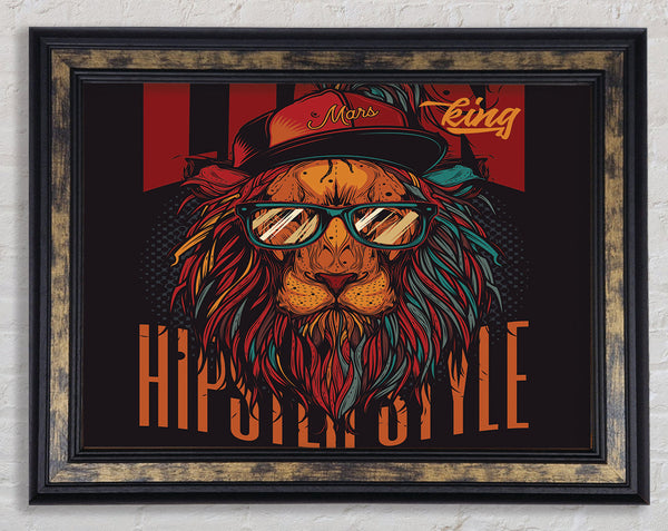 King Lion Hipster Framed Print