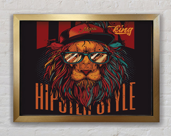 King Lion Hipster Framed Print