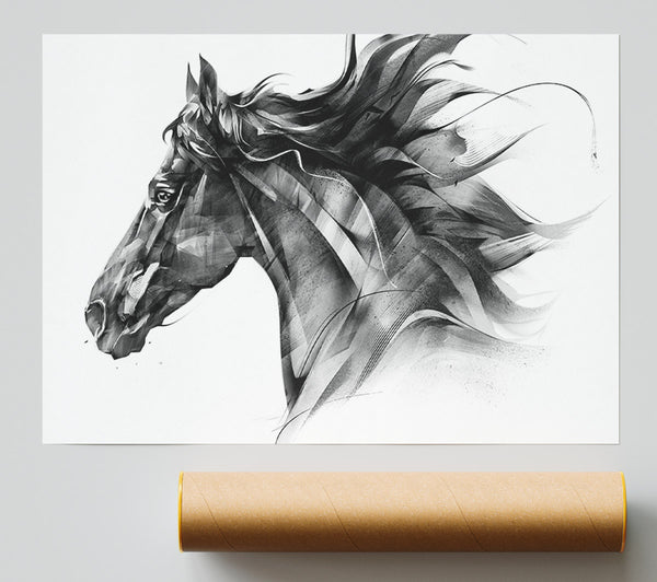 Horse Galloping Head Print