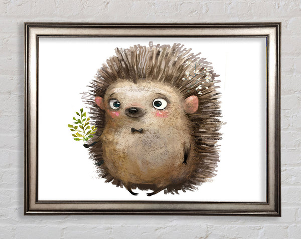 Hedgehog With Flowers Framed Print