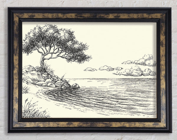 The Tree By The Lake Framed Print