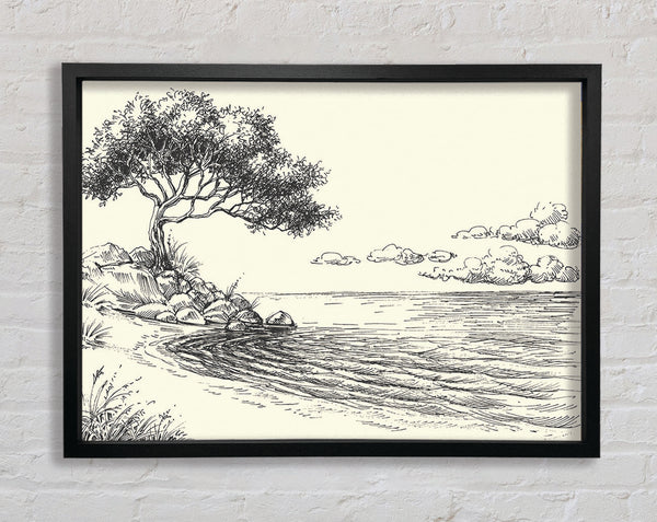 The Tree By The Lake Framed Print