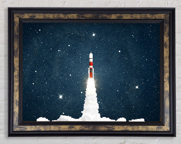 Up Goes The Rocket Framed Print
