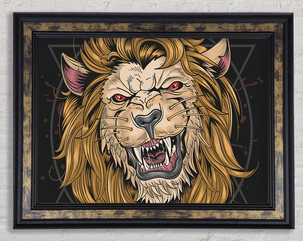 Fearsome Lion Angry Framed Print