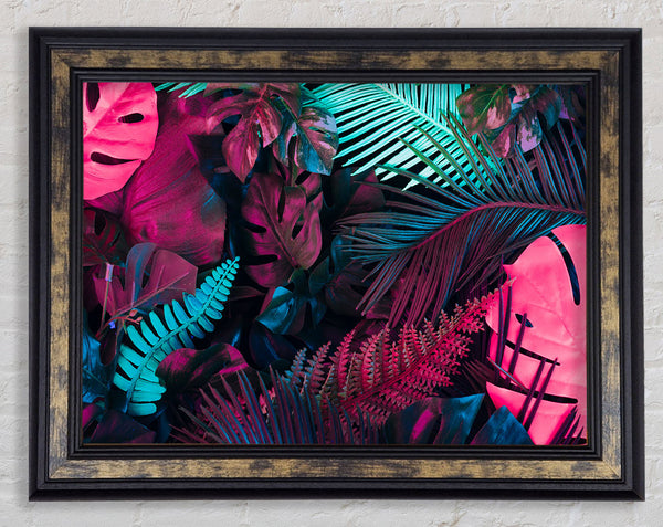 Fluorescent Palm Life Framed Print
