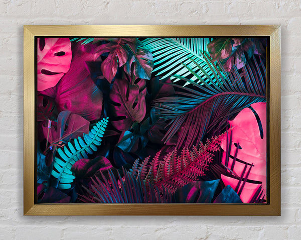 Fluorescent Palm Life Framed Print