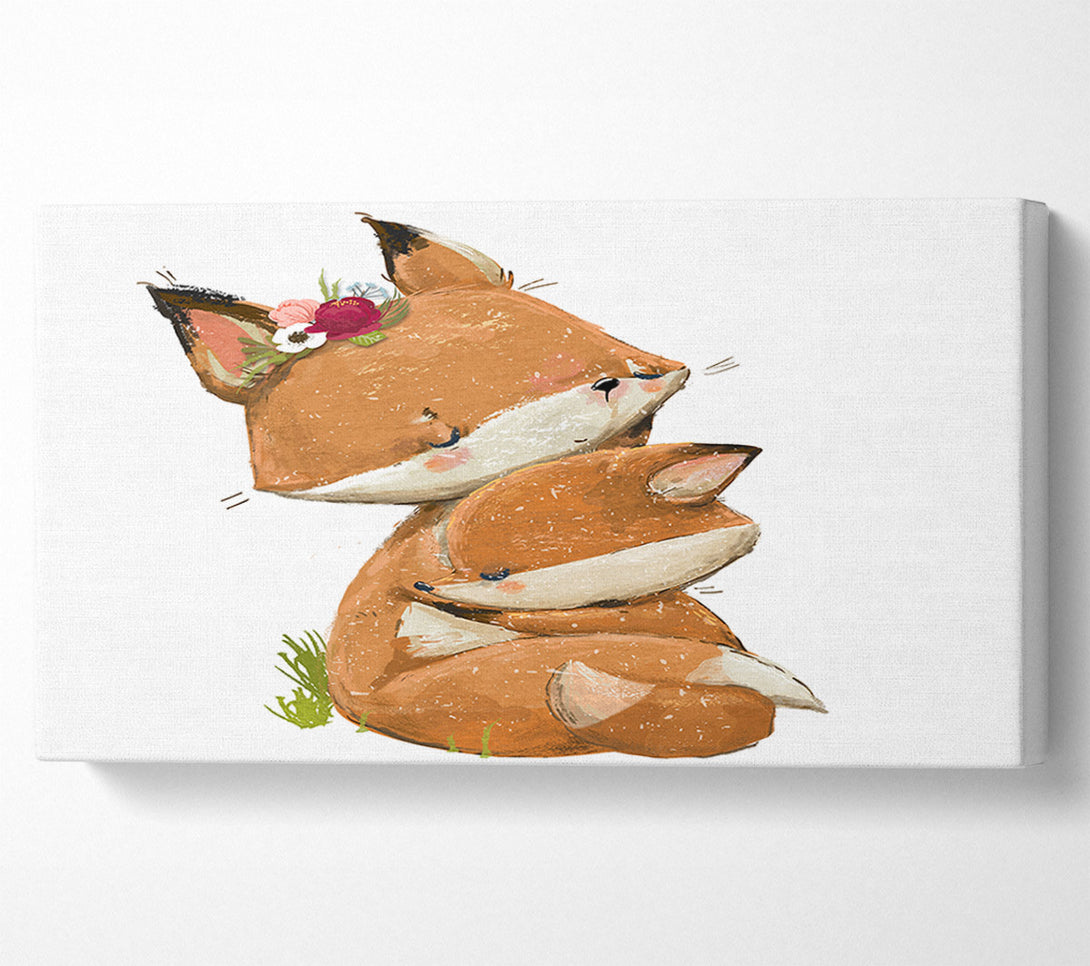  A Canvas Print of Fox Family Cuddle Canvas Print