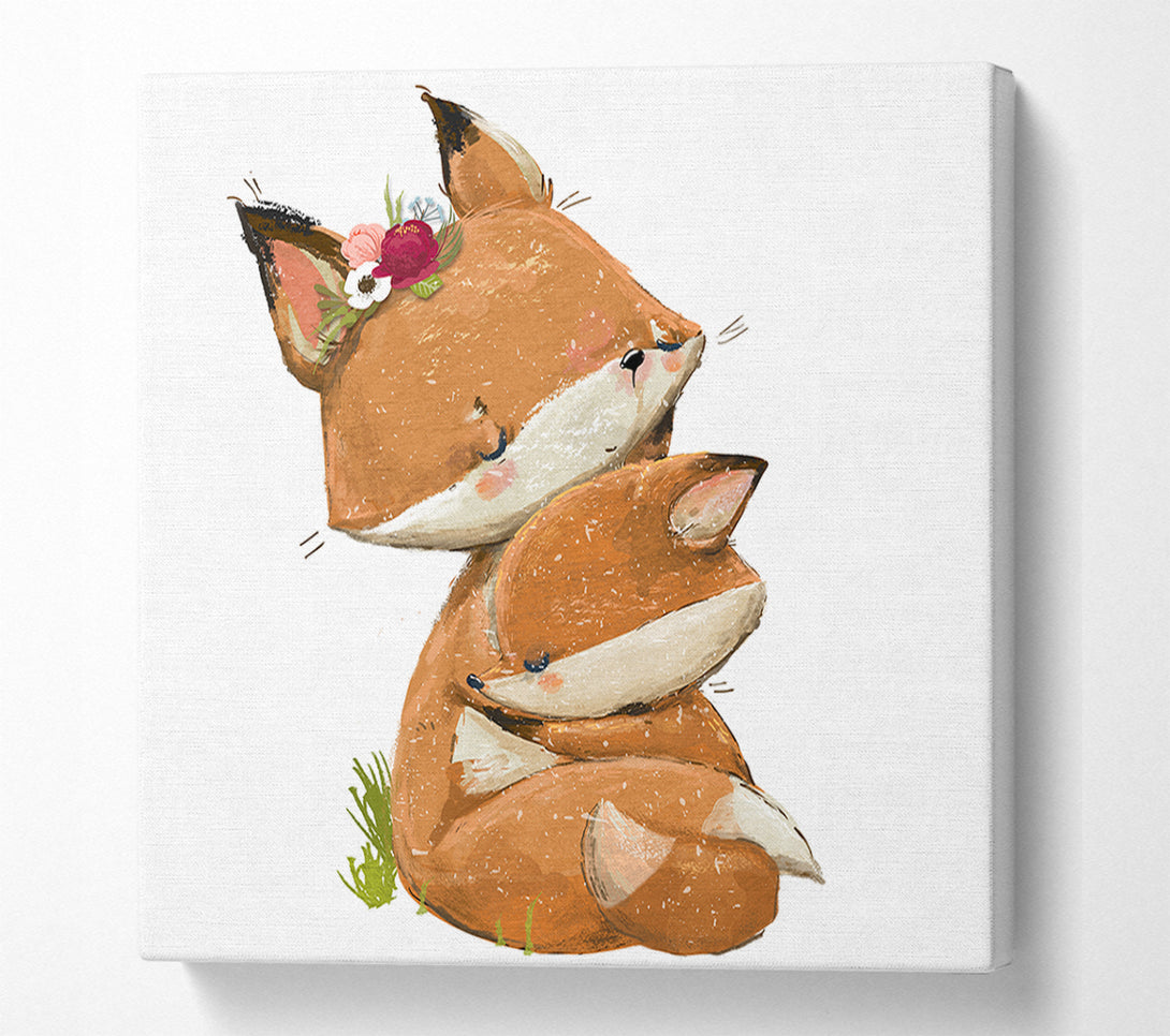  A Canvas Print of Fox Family Cuddle Canvas Print