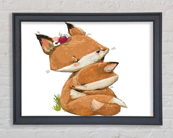 Fox Family Cuddle Framed Print