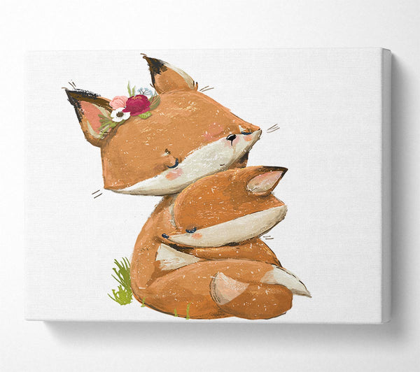  A Canvas Print of Fox Family Cuddle Canvas Print