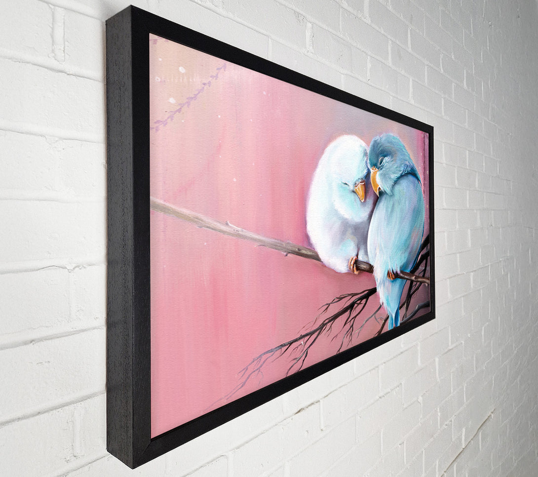  A Canvas Print of Two Love Birds On A Branch Canvas Art