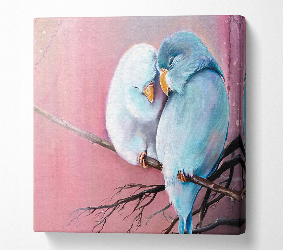 A Canvas Print of Two Love Birds On A Branch Canvas Art