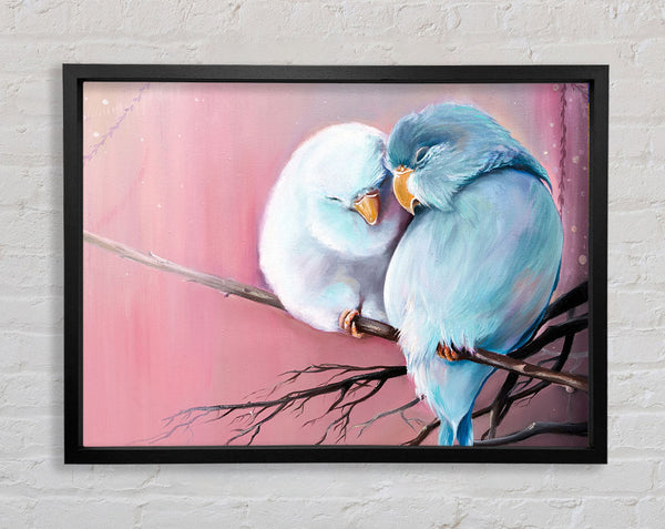 Two Love Birds On A Branch Framed Print