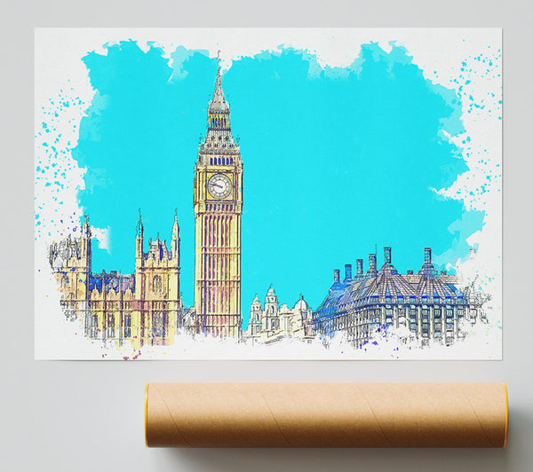 London Big Ben Splatter Giclee Print