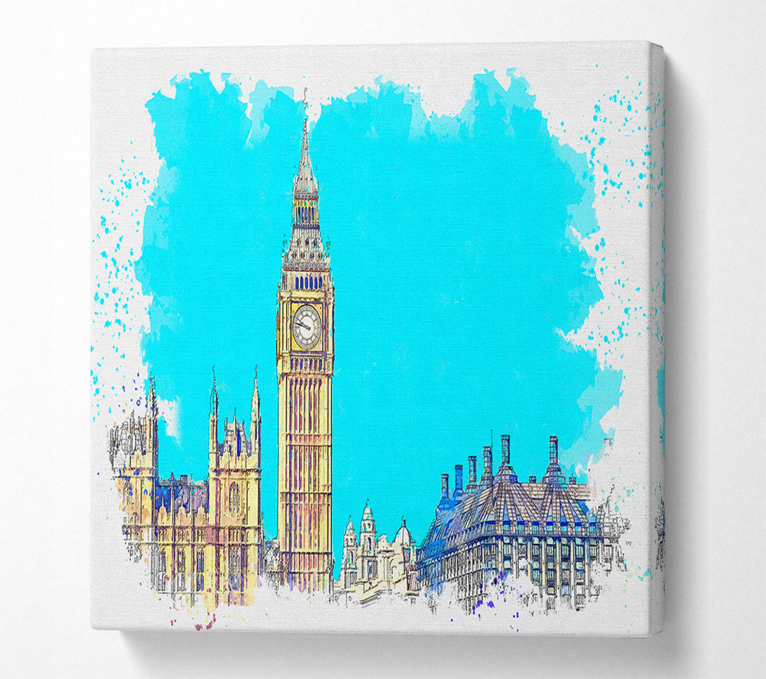  A Canvas Print of London Big Ben Splatter Canvas Wall Art