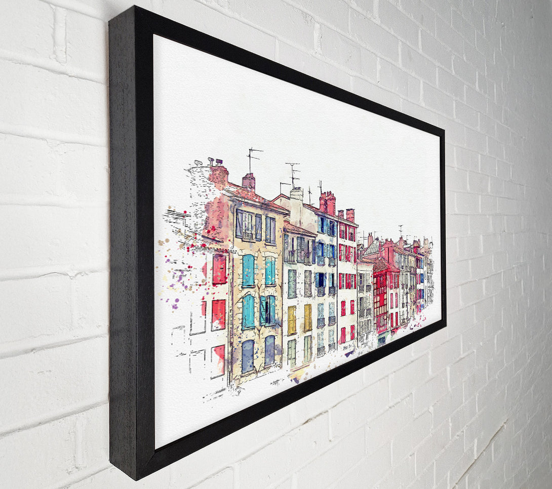  A Canvas Print of French Town Splatter Canvas Wall Art